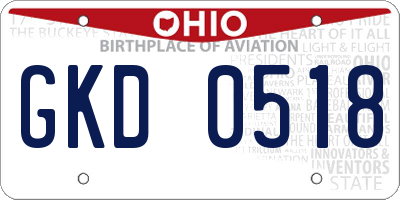 OH license plate GKD0518
