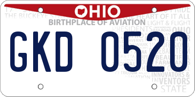 OH license plate GKD0520
