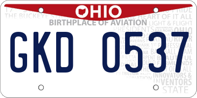 OH license plate GKD0537