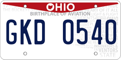 OH license plate GKD0540