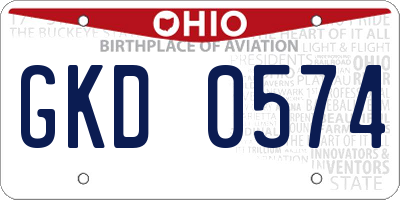 OH license plate GKD0574