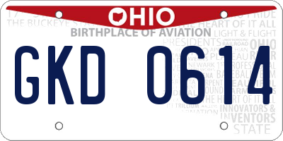 OH license plate GKD0614
