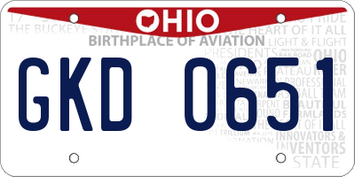 OH license plate GKD0651