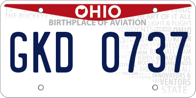 OH license plate GKD0737