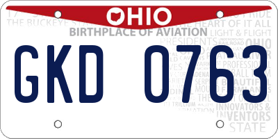 OH license plate GKD0763
