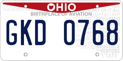 OH license plate GKD0768
