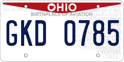 OH license plate GKD0785