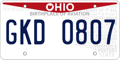 OH license plate GKD0807