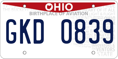 OH license plate GKD0839
