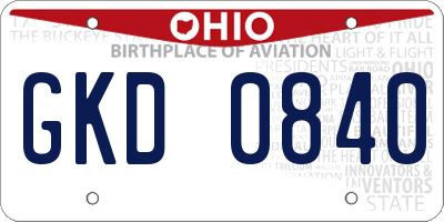 OH license plate GKD0840
