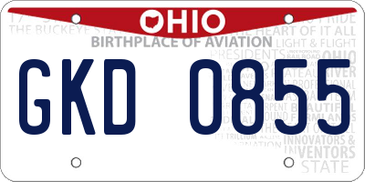 OH license plate GKD0855