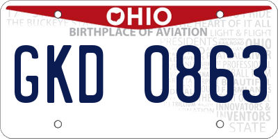 OH license plate GKD0863
