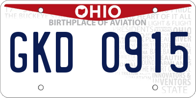 OH license plate GKD0915