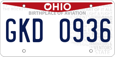 OH license plate GKD0936