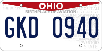 OH license plate GKD0940