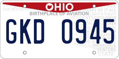 OH license plate GKD0945