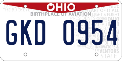 OH license plate GKD0954