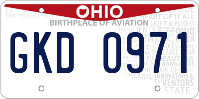 OH license plate GKD0971