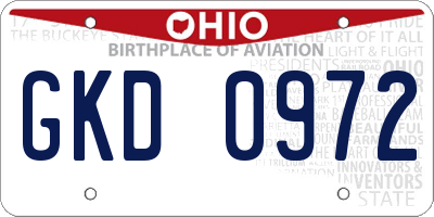 OH license plate GKD0972