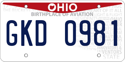 OH license plate GKD0981