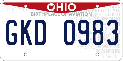 OH license plate GKD0983