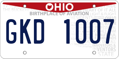 OH license plate GKD1007