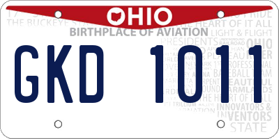OH license plate GKD1011