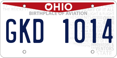OH license plate GKD1014