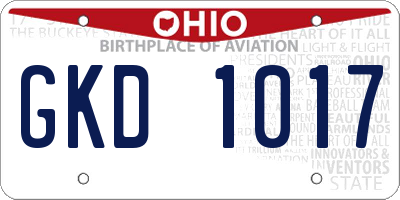 OH license plate GKD1017
