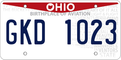 OH license plate GKD1023