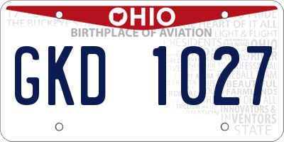 OH license plate GKD1027