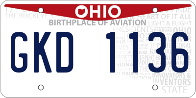 OH license plate GKD1136