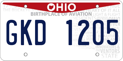 OH license plate GKD1205