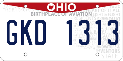 OH license plate GKD1313