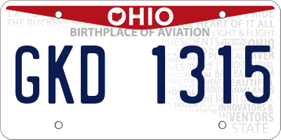 OH license plate GKD1315