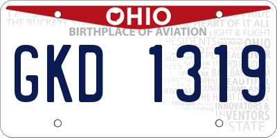 OH license plate GKD1319