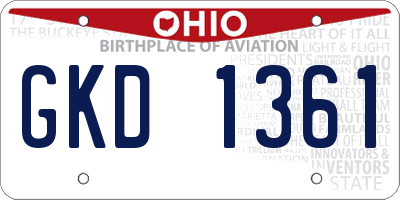 OH license plate GKD1361