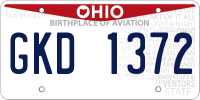 OH license plate GKD1372