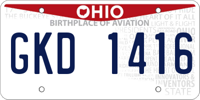OH license plate GKD1416