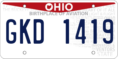 OH license plate GKD1419
