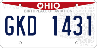 OH license plate GKD1431
