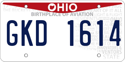 OH license plate GKD1614