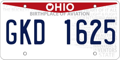 OH license plate GKD1625