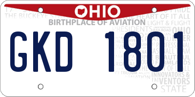 OH license plate GKD1801