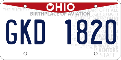OH license plate GKD1820