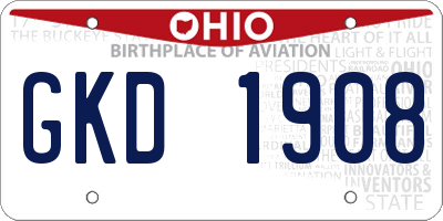 OH license plate GKD1908