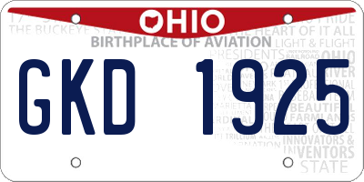 OH license plate GKD1925