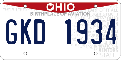 OH license plate GKD1934