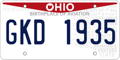 OH license plate GKD1935