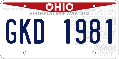OH license plate GKD1981